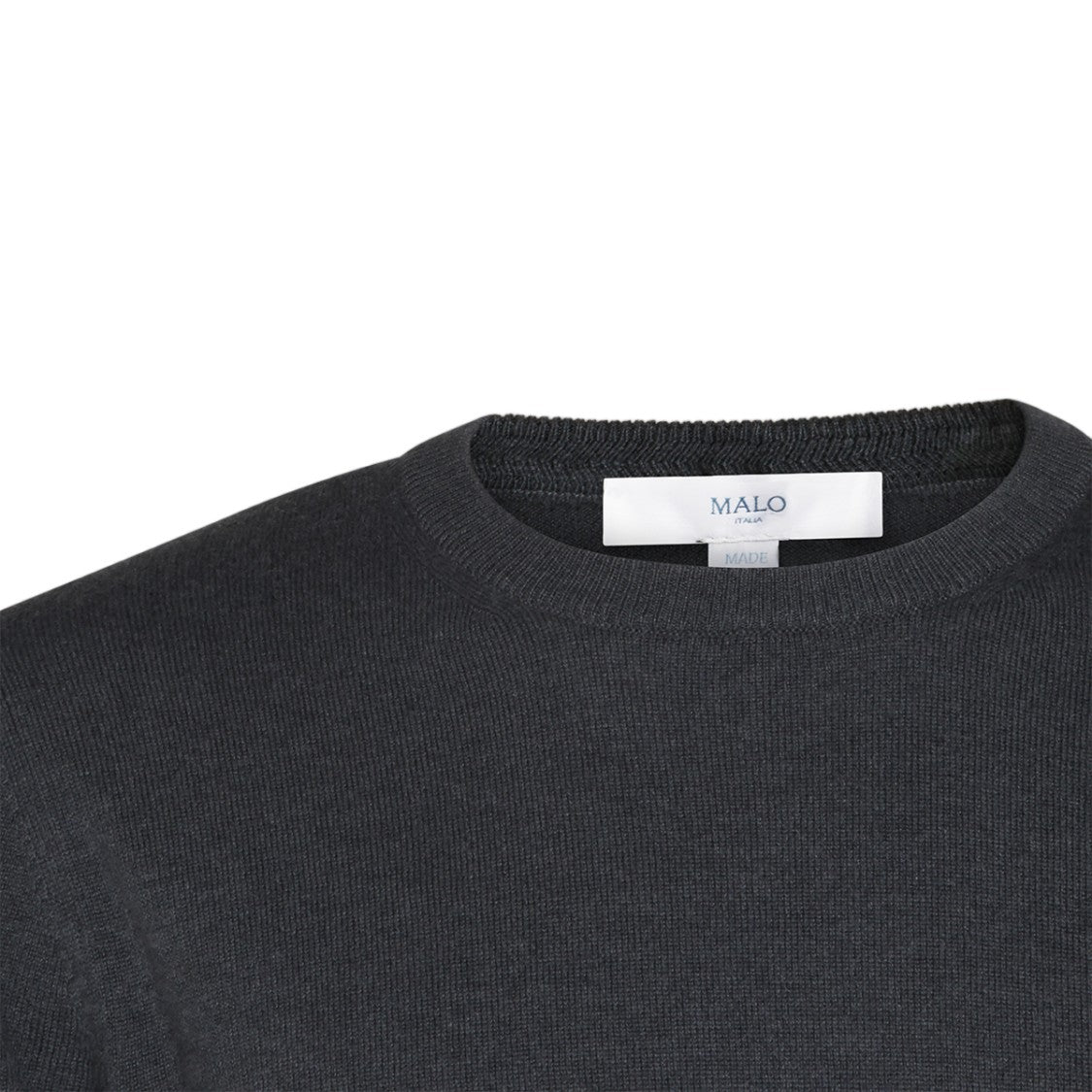 Malo Fine-Knit Grey Sweater With Ribbed Details