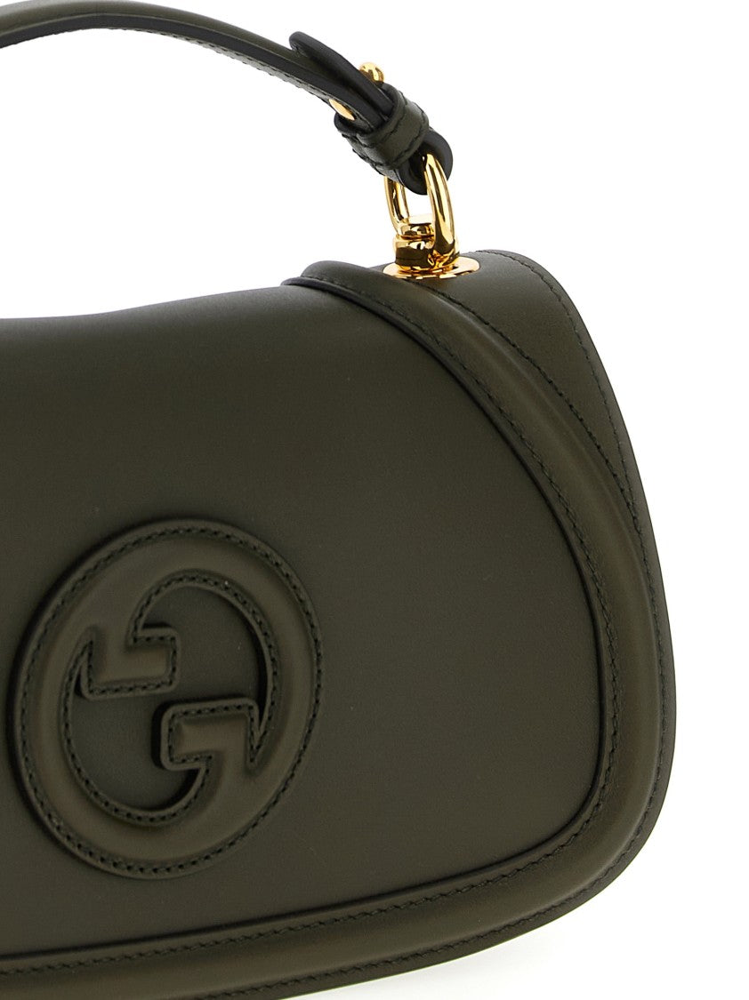 Gucci Smooth Leather Medium Handbag With Embossed Gg Logo
