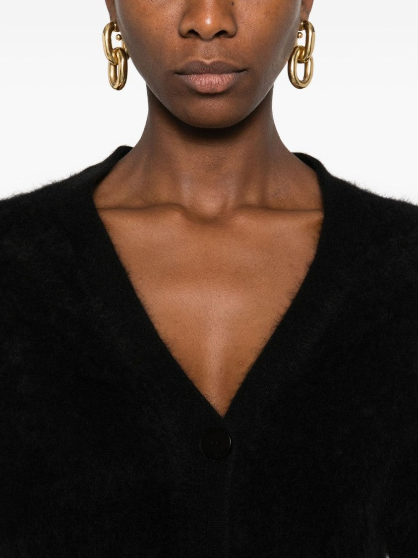 Tabaroni Cashmere Soft Black Cardigan With V-Neckline