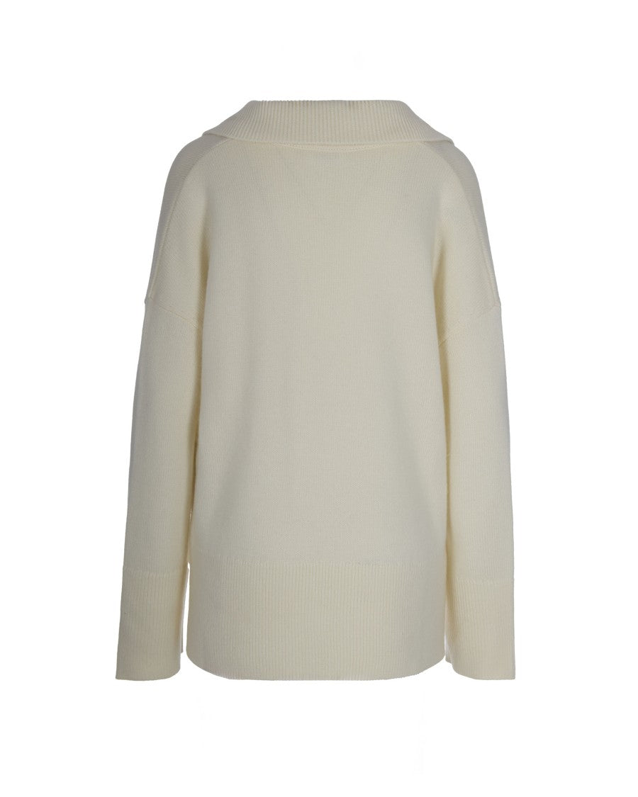 P.A.R.O.S.H. Polo-Collared Knit Sweater In Creamy Wool-Cashmere Blend