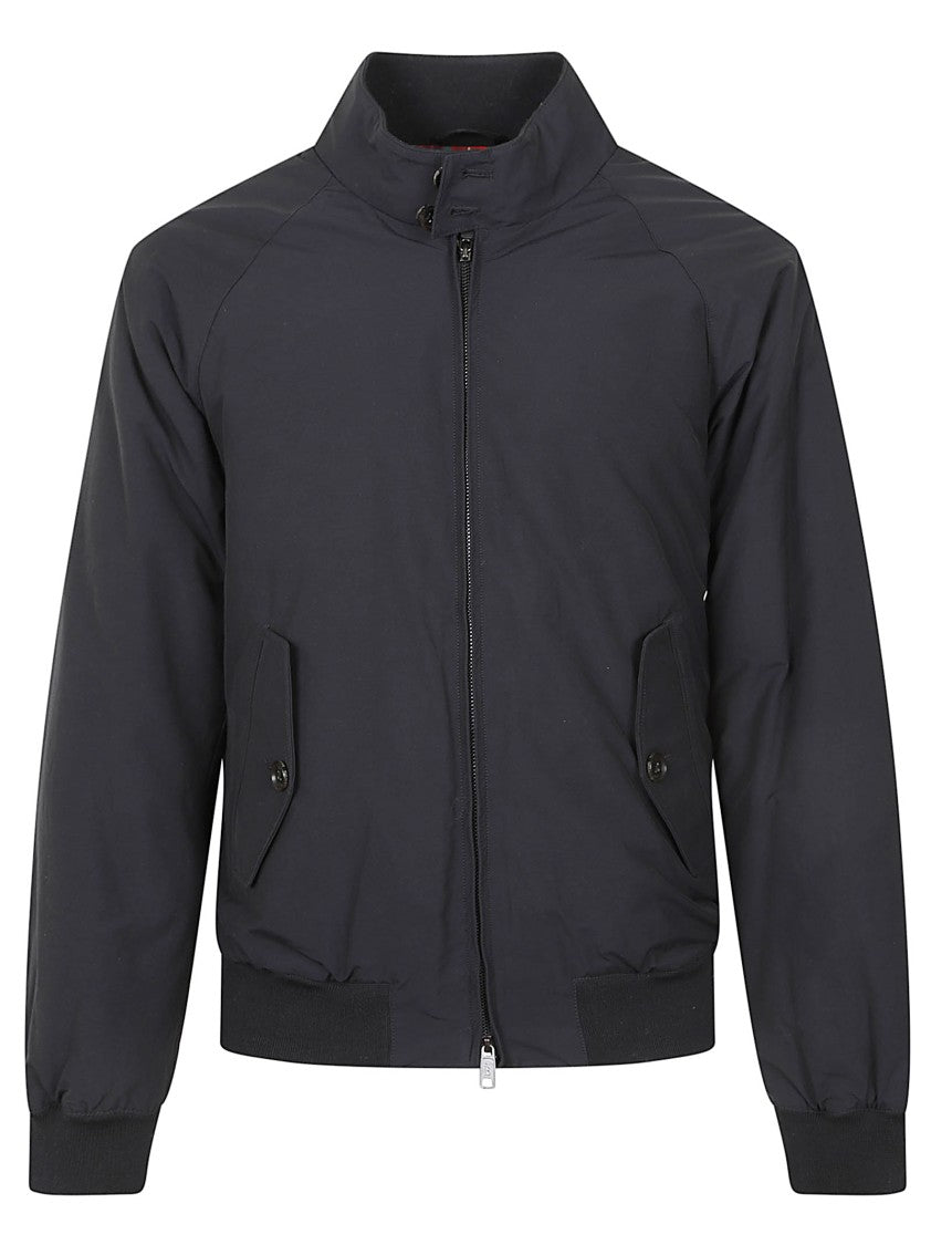Baracuta Thermal Navy Jacket With Stand-Up Collar And Tartan Lining