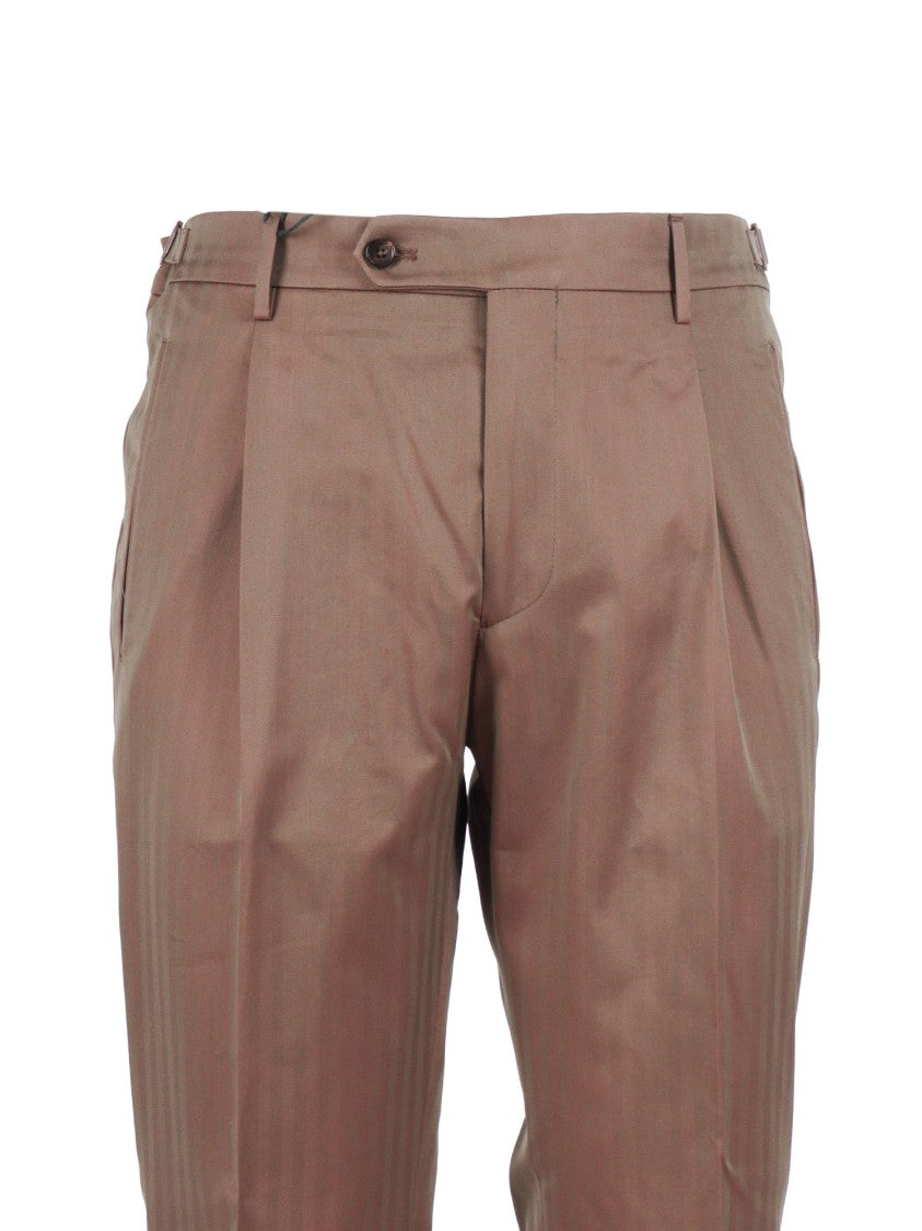 Berwich Brown Striped Tailored Straight-Leg Pants