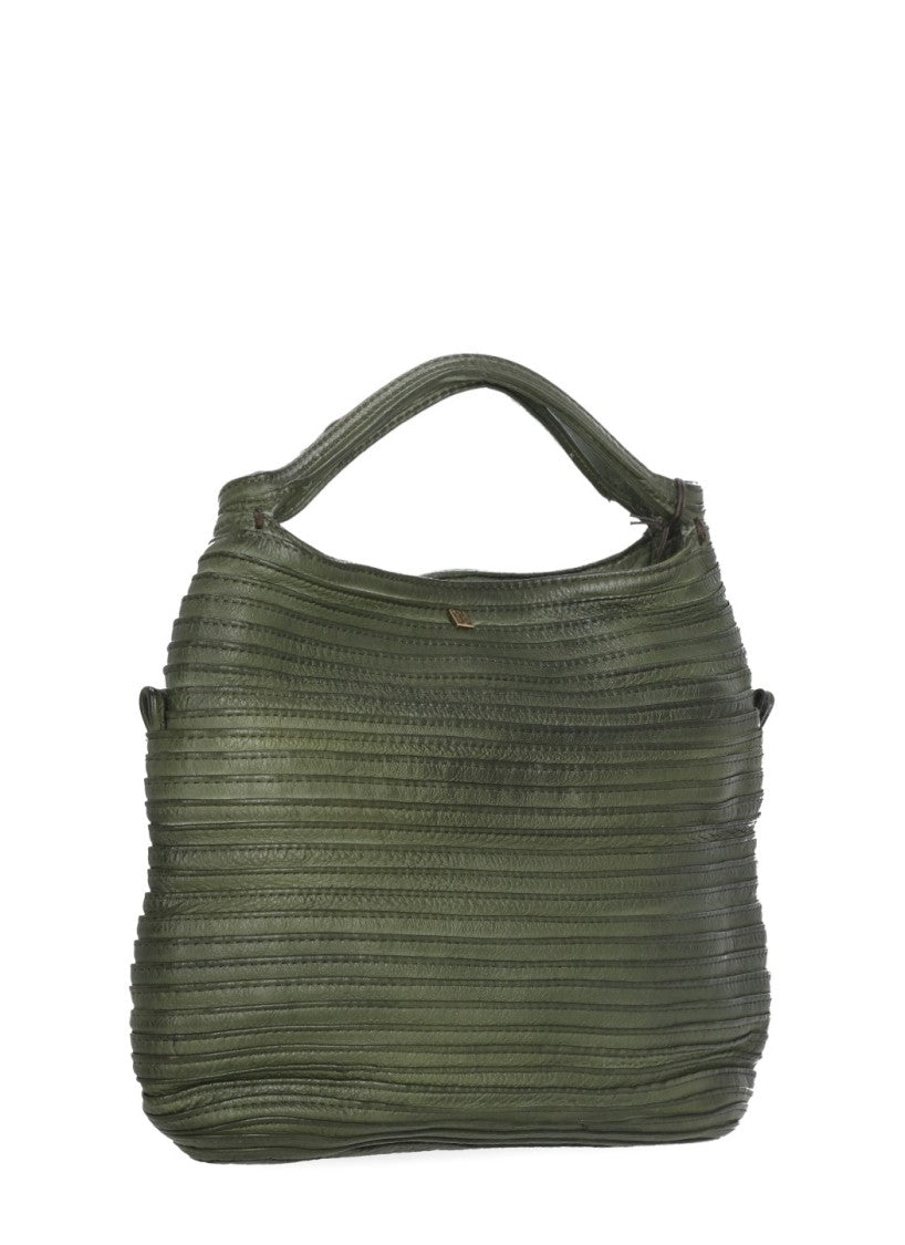 Majo Textured Green Leather Shoulder Bag With Magnetic Closure