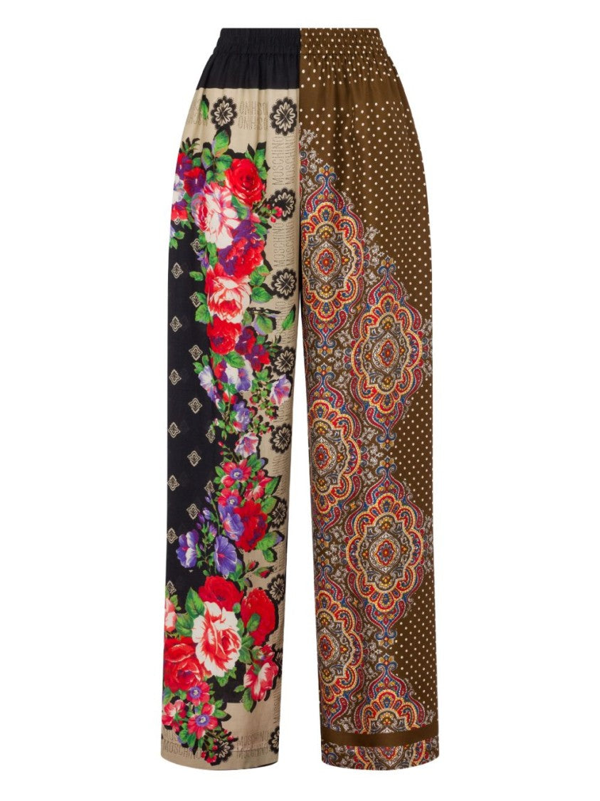 Moschino Multicolour Silk And Nylon Print Trousers