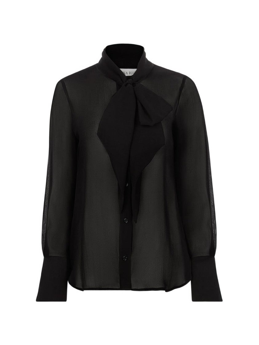 Nina Ricci Sheer Blouse With Bow Tie And Wide Cuffs