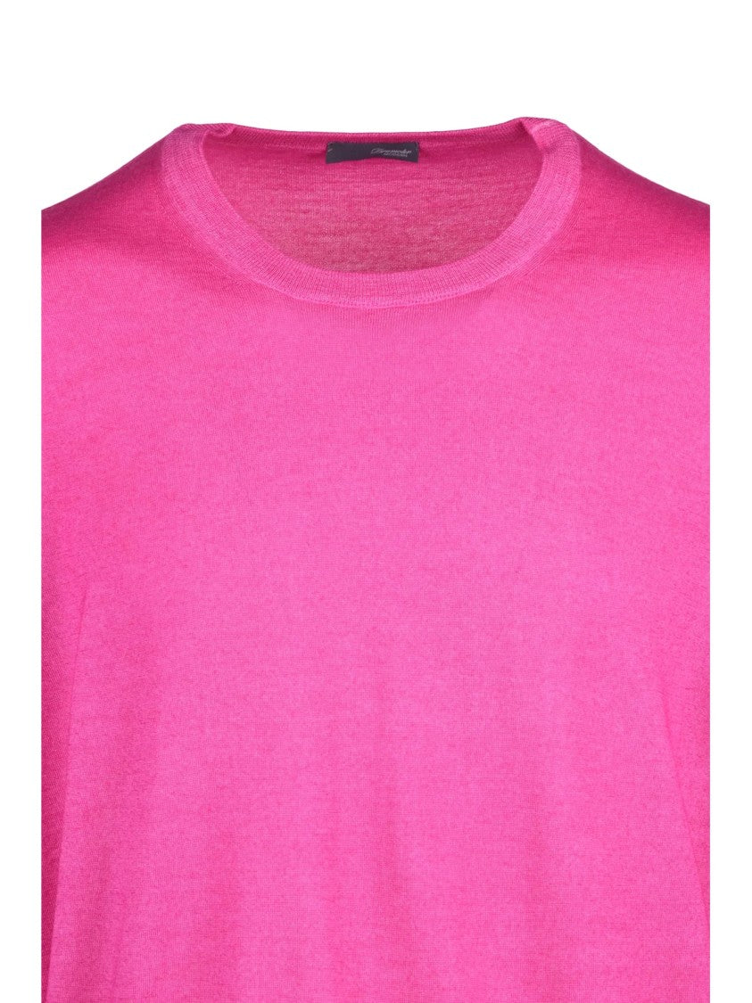 Drumohr Fuchsia Extrafine Merino Wool Crewneck Sweater