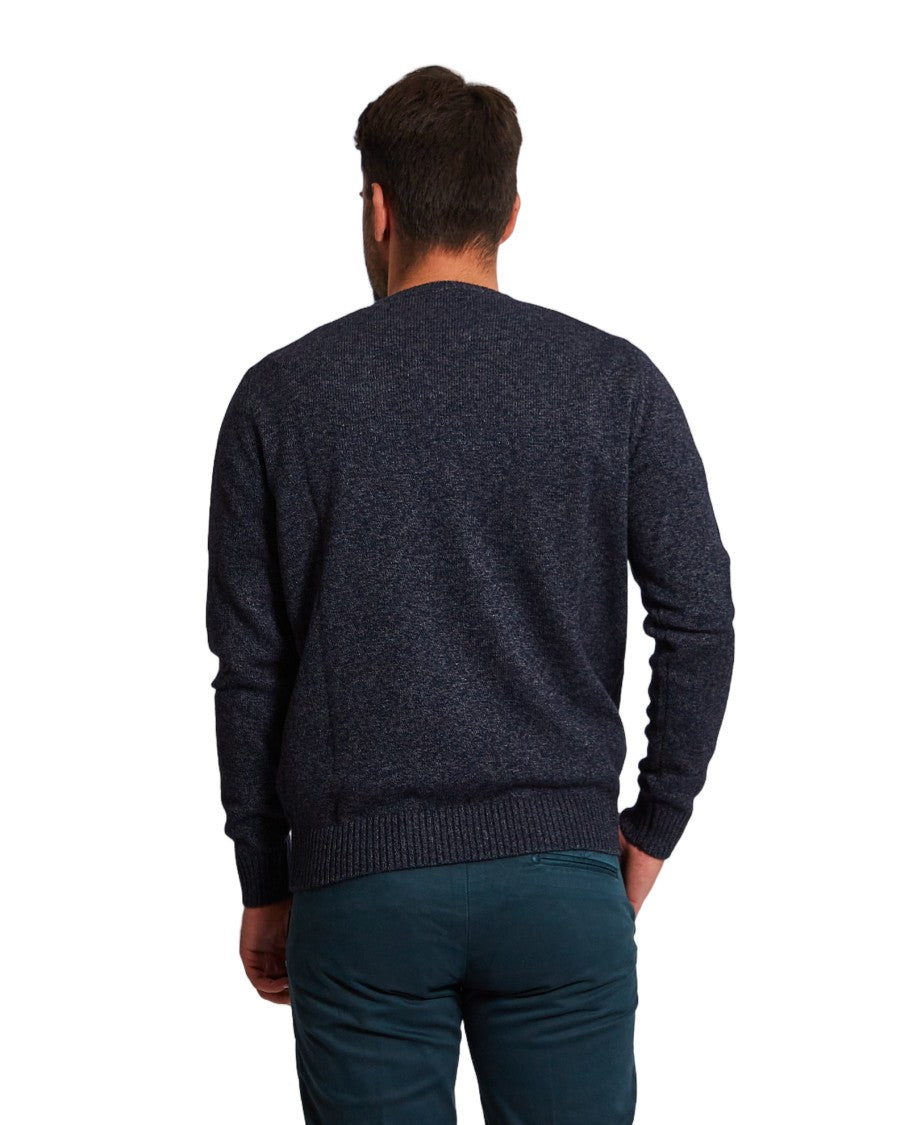 Harmont & Blaine Blue Wool Blend Embroidered Crewneck Sweater