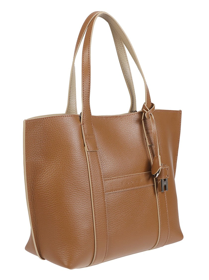 Hogan Small Script Structured Calf Leather Tote Bag