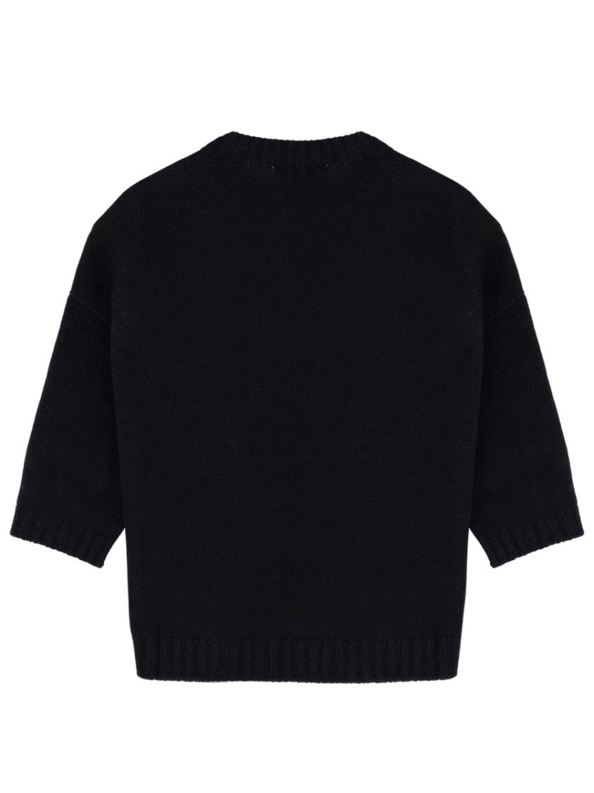 Fabiana Filippi Neutrals Cropped Ribbed Knit Wool Sweater