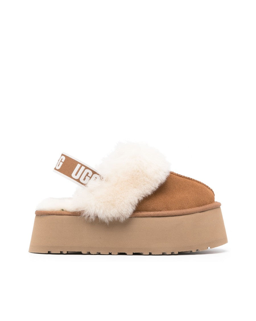 Ugg Chestnut Funkette Suede Shearling Slip-On Flats