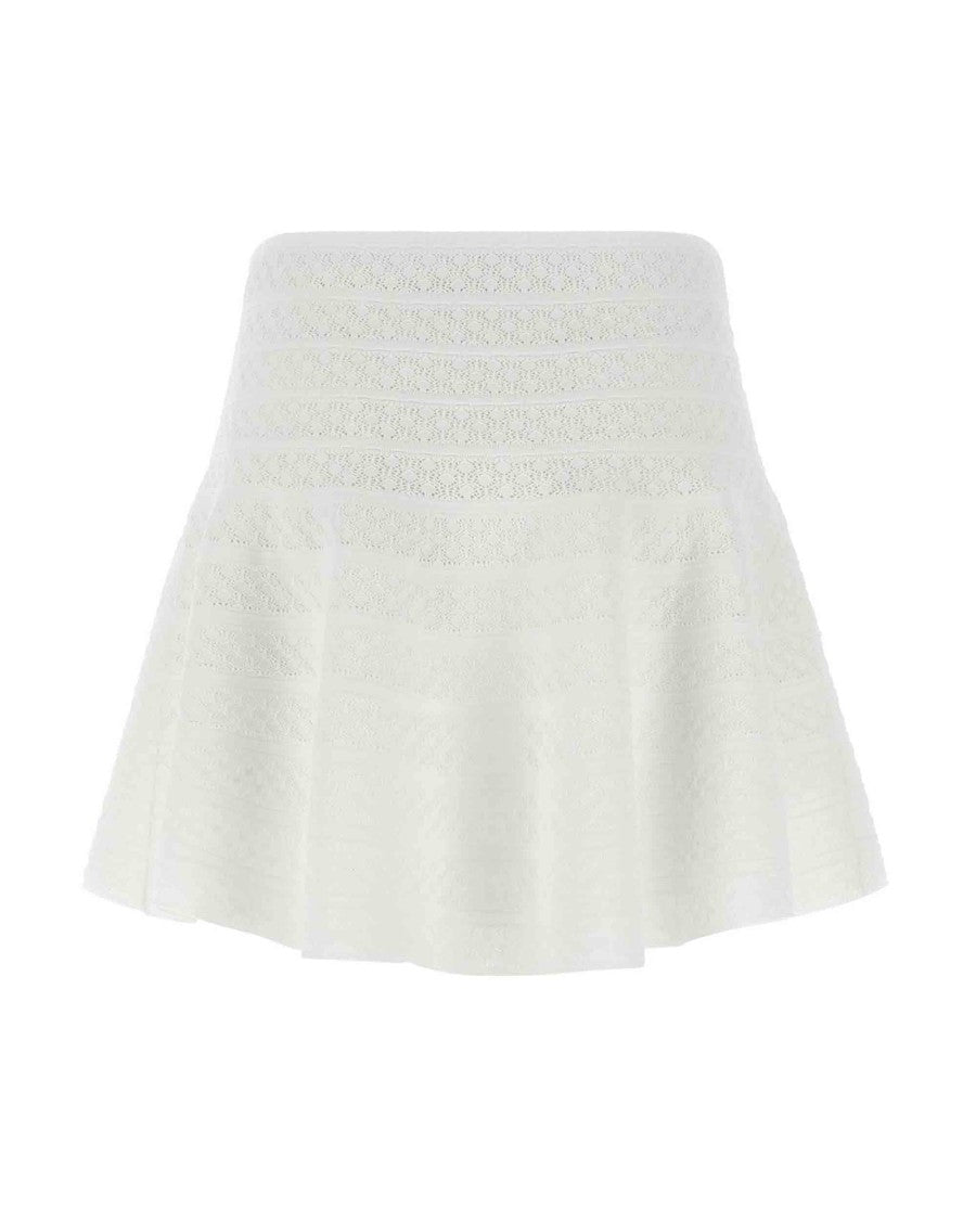 Self-Portrait White Pointelle Skirt