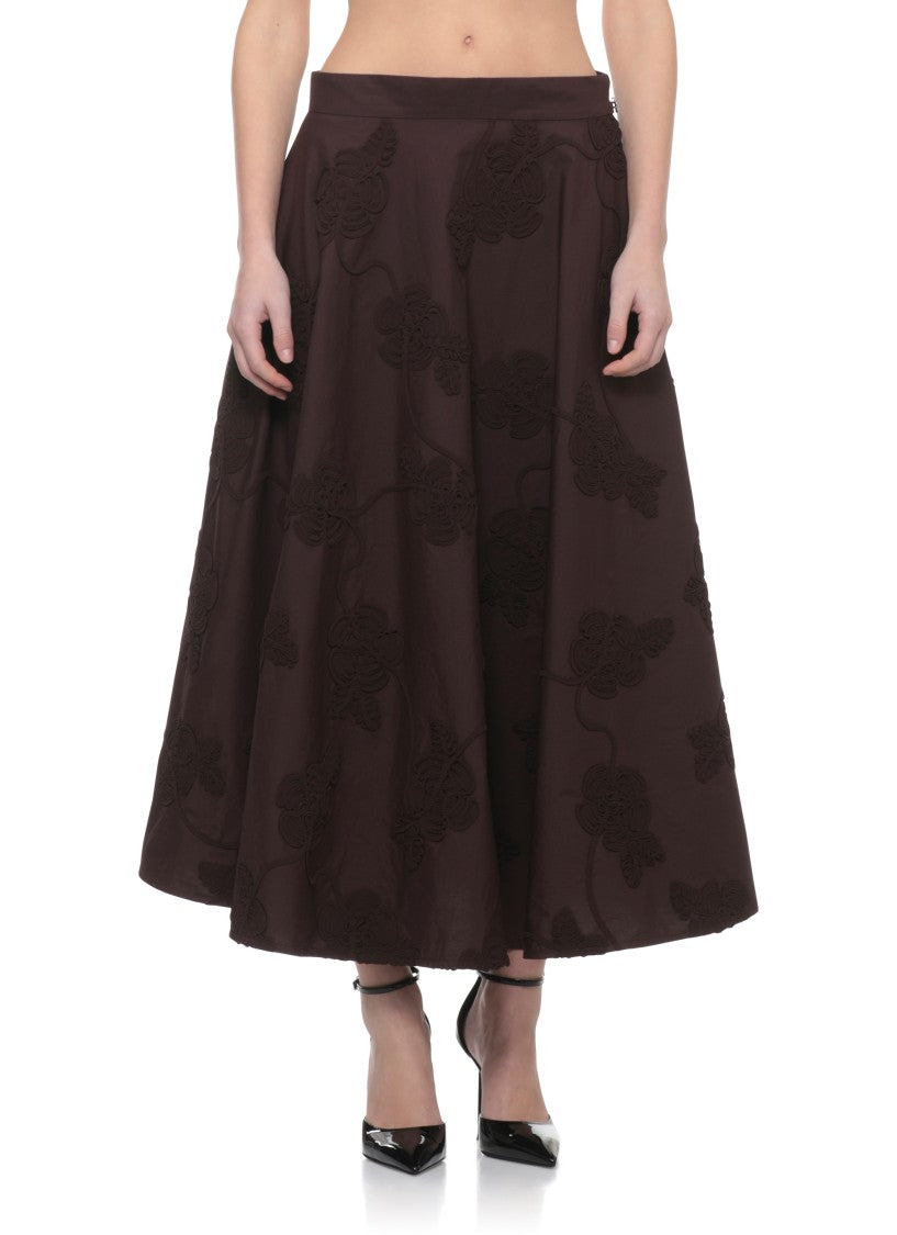 Rotate Flared Floral Maxi Skirt With Side Zip Fastening
