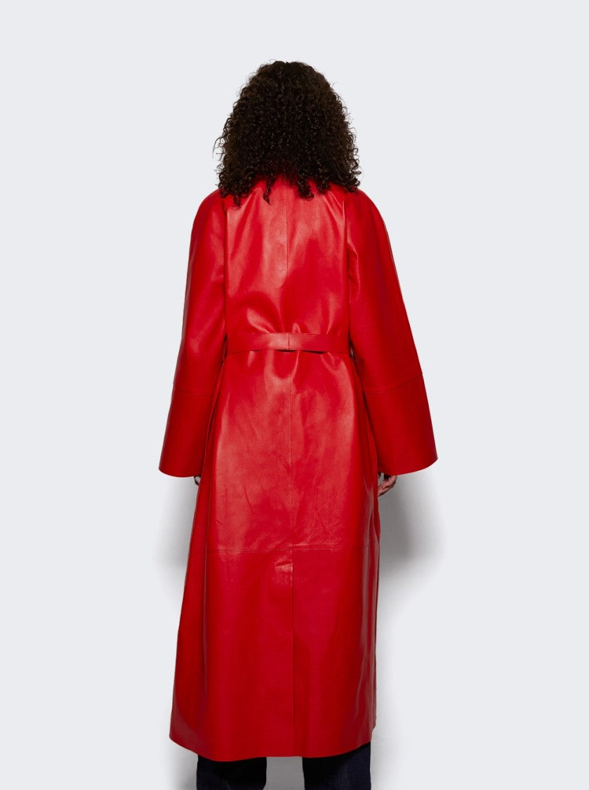 Magda Butrym Long Belted Coat Red