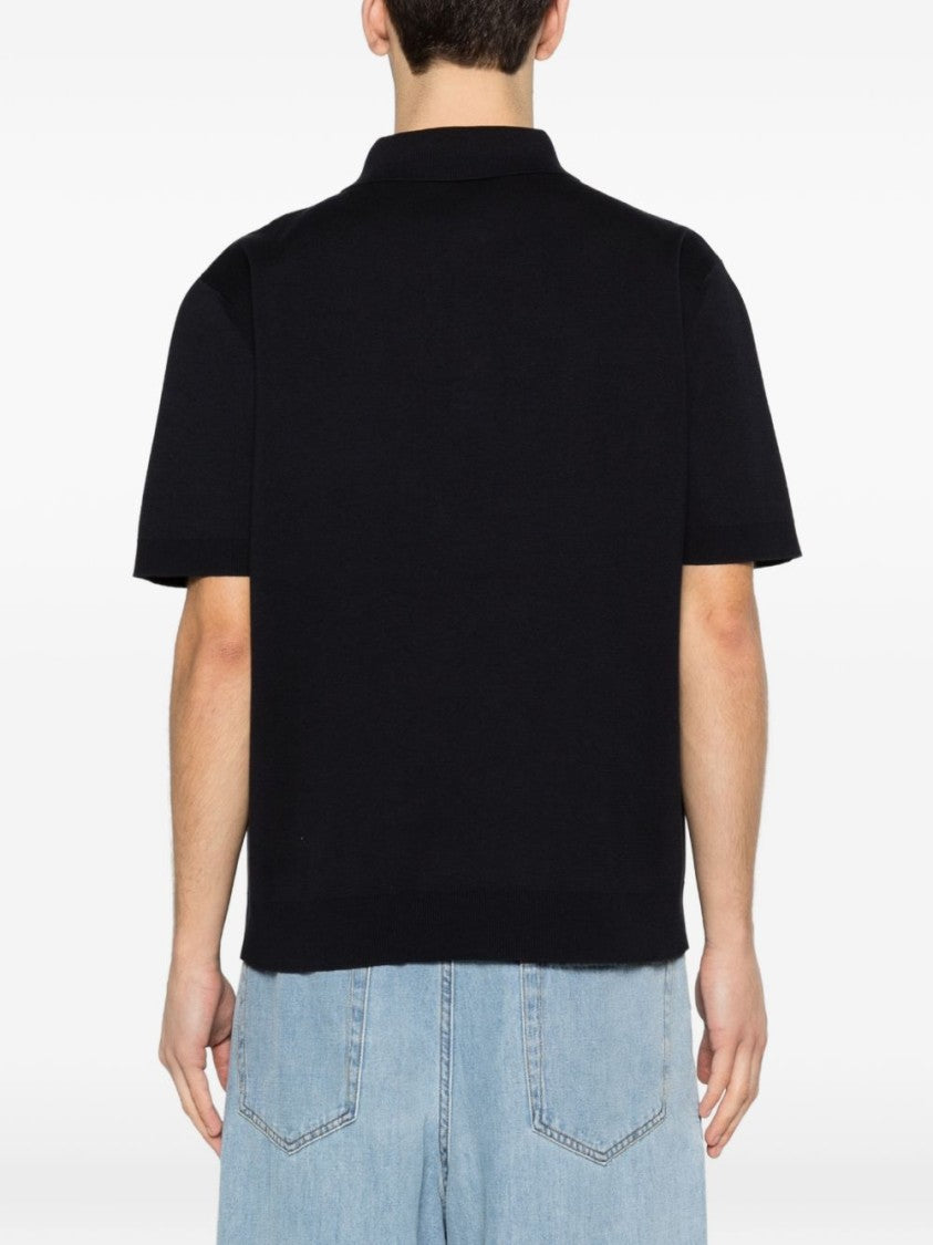 Gucci Dark Blue Silk-Cotton Interlocking G Polo Shirt