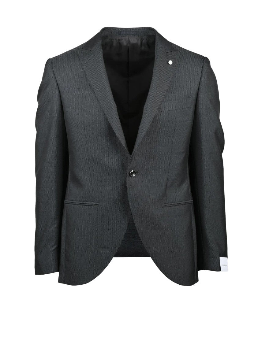 Luigi Bianchi Half-Tight Grey Jacket With Notched Lapel And Textured Pattern