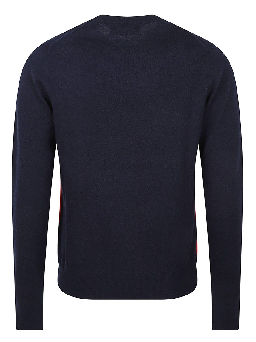 Ballantyne Argyle Pattern Crew Neck Sweater In Navy