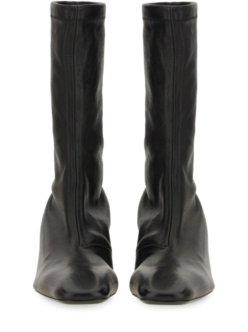 Jil Sander Ankle-High Leather Boots With Sculptural Heel