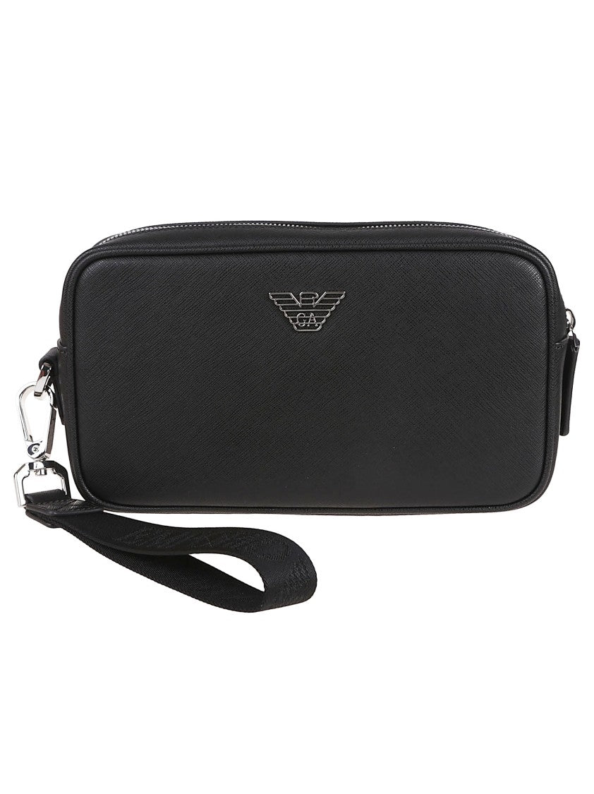 Emporio Armani Black Textured Logo Plaque Beauty Case
