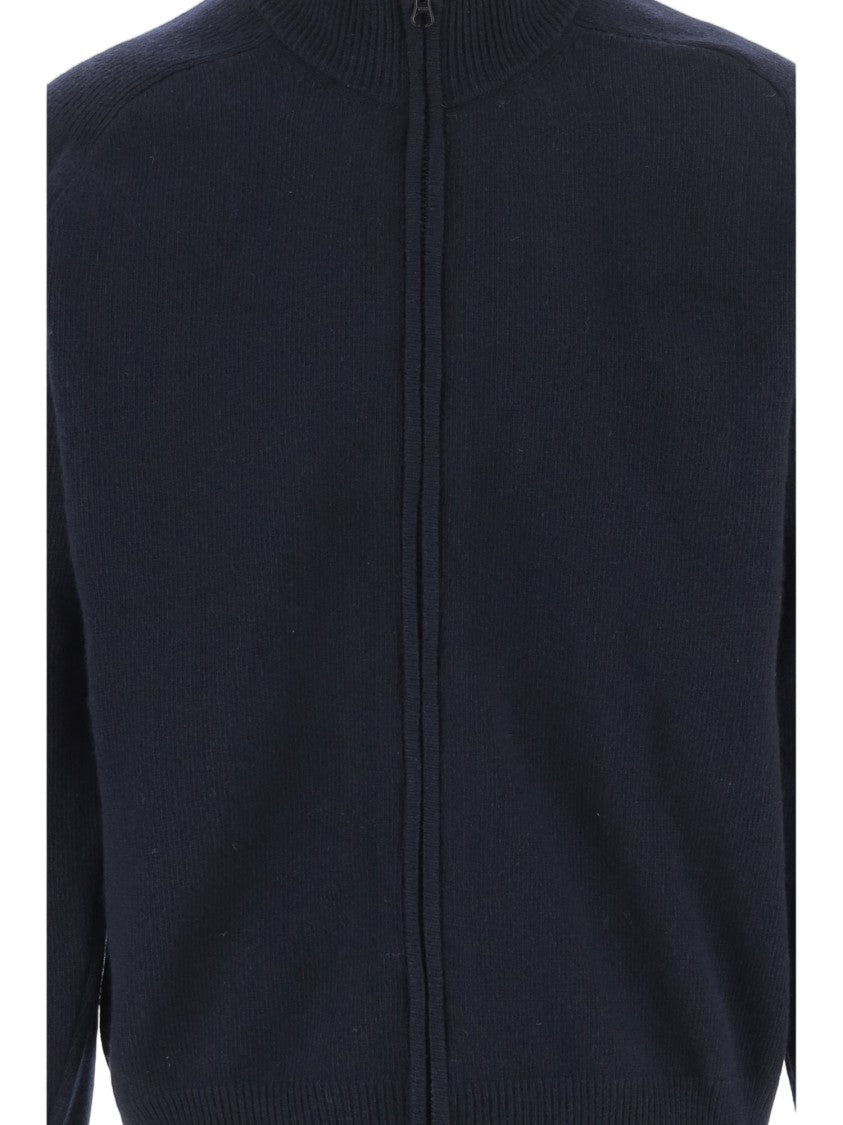 C.P. Company Navy Wool-Blend Zip-Through Knit