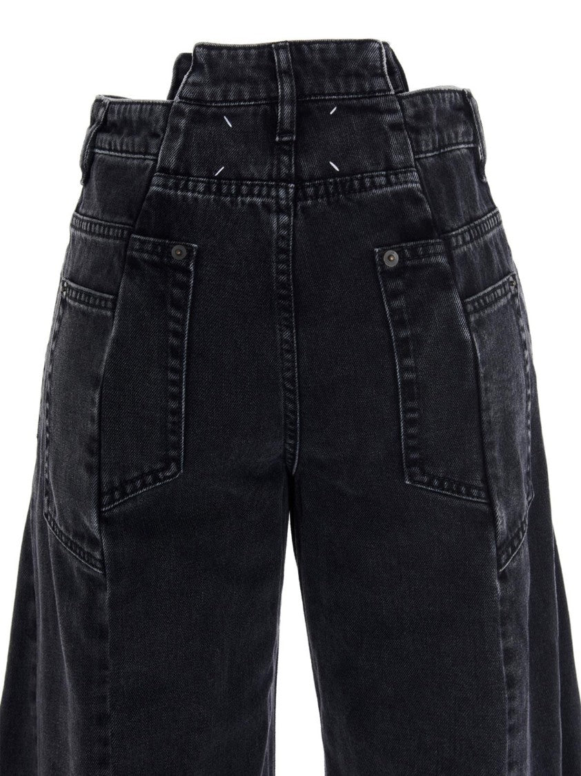 Maison Margiela Asymmetrical Waist Wide-Leg Denim Jeans