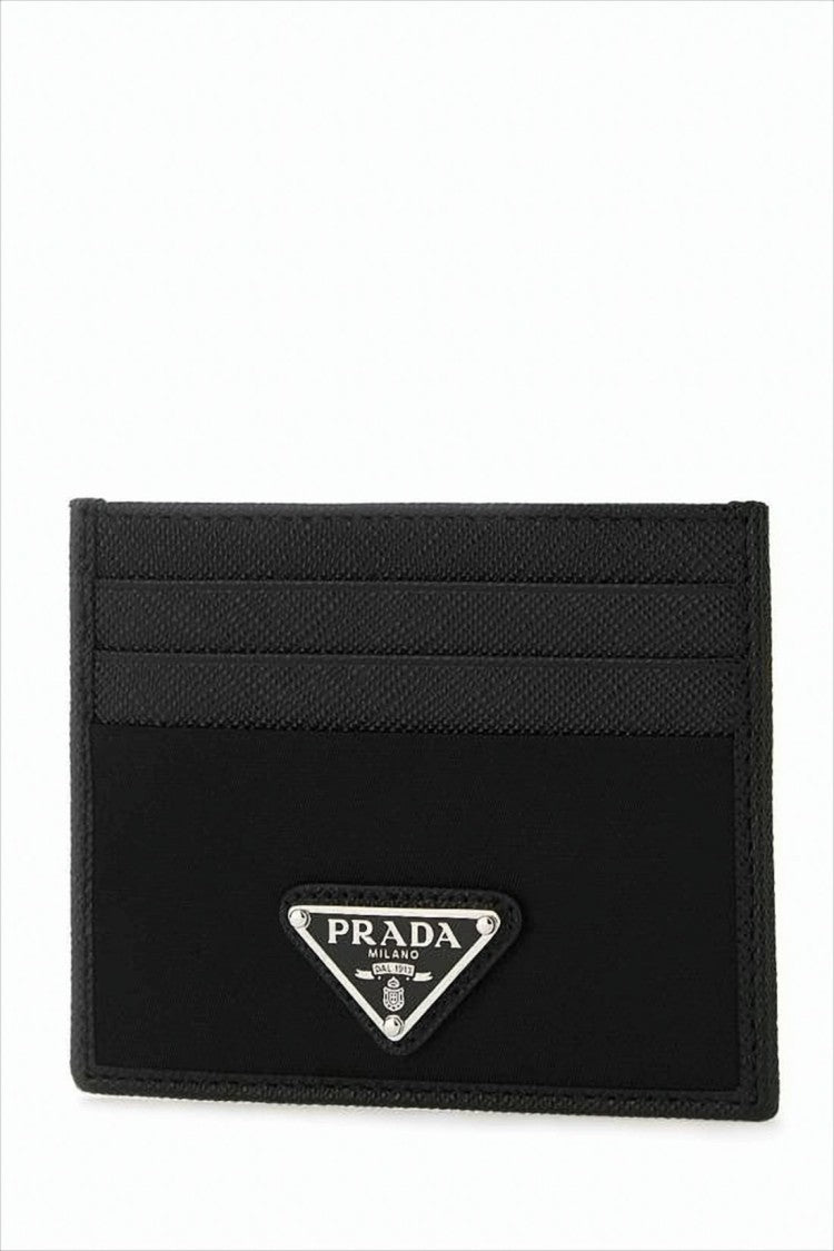 Prada Minimalist Black Leather And Nylon Wallet