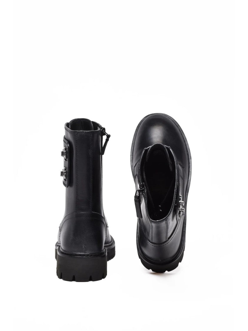 Tory Burch Black Leather Lug Boots