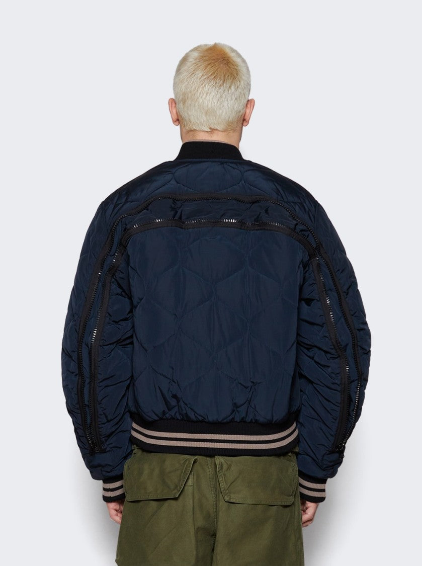 Dries Van Noten Back Zip Bomber Jacket With Quilted Texture