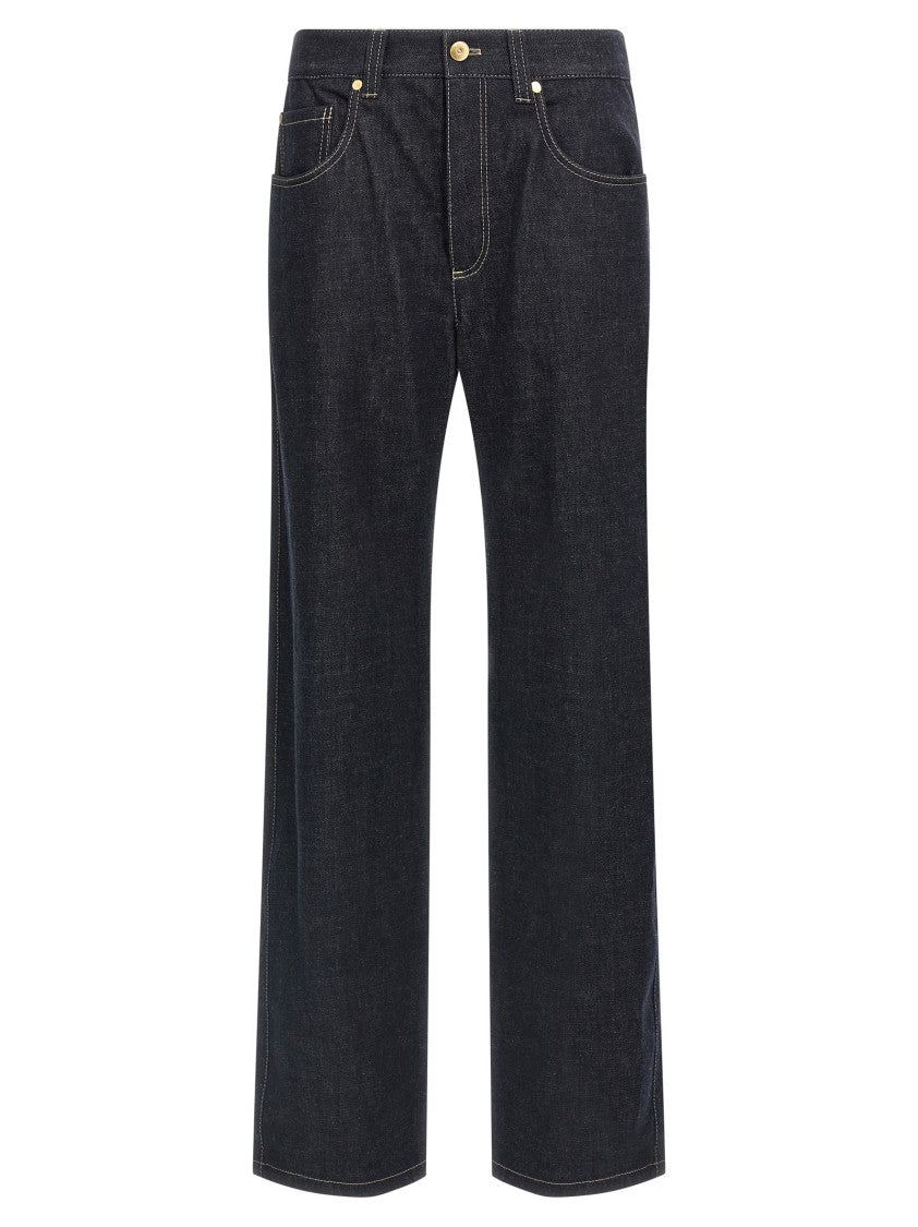 Brunello Cucinelli Garment-Dyed Denim Jeans With Contrast Stitching