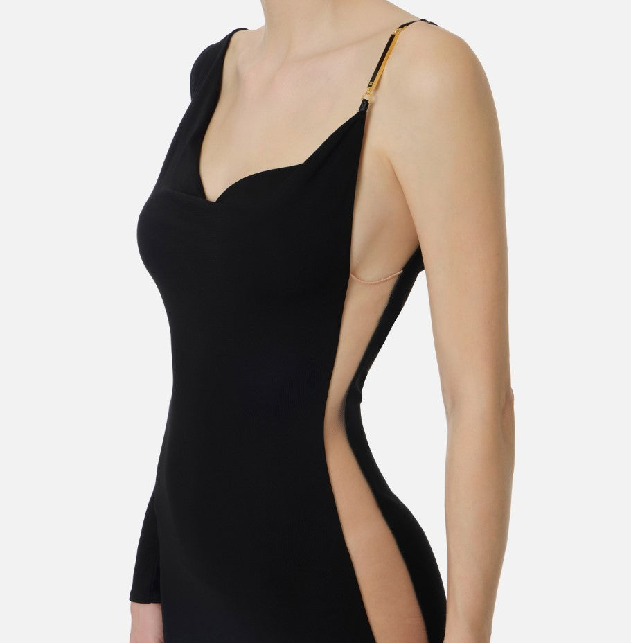 Elisabetta Franchi Red Carpet Crêpe Jersey Slit Dress