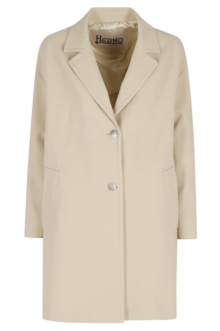 Herno Sand Long Lapel Pocketed Polyester Coat