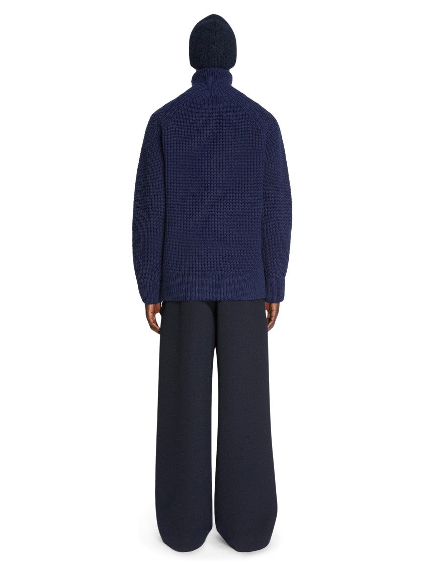 Dries Van Noten Rich Blue Classic Wool Sweater