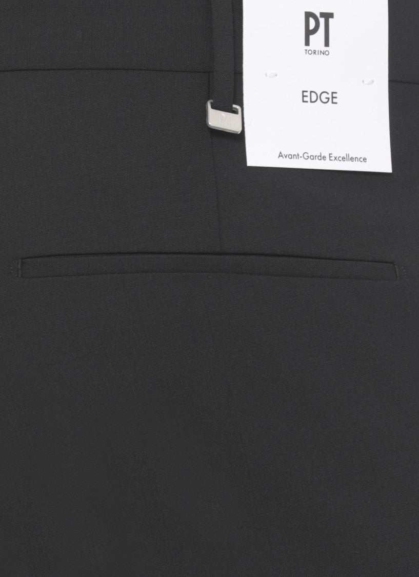Pt Torino Black Wool Straight-Leg Pants
