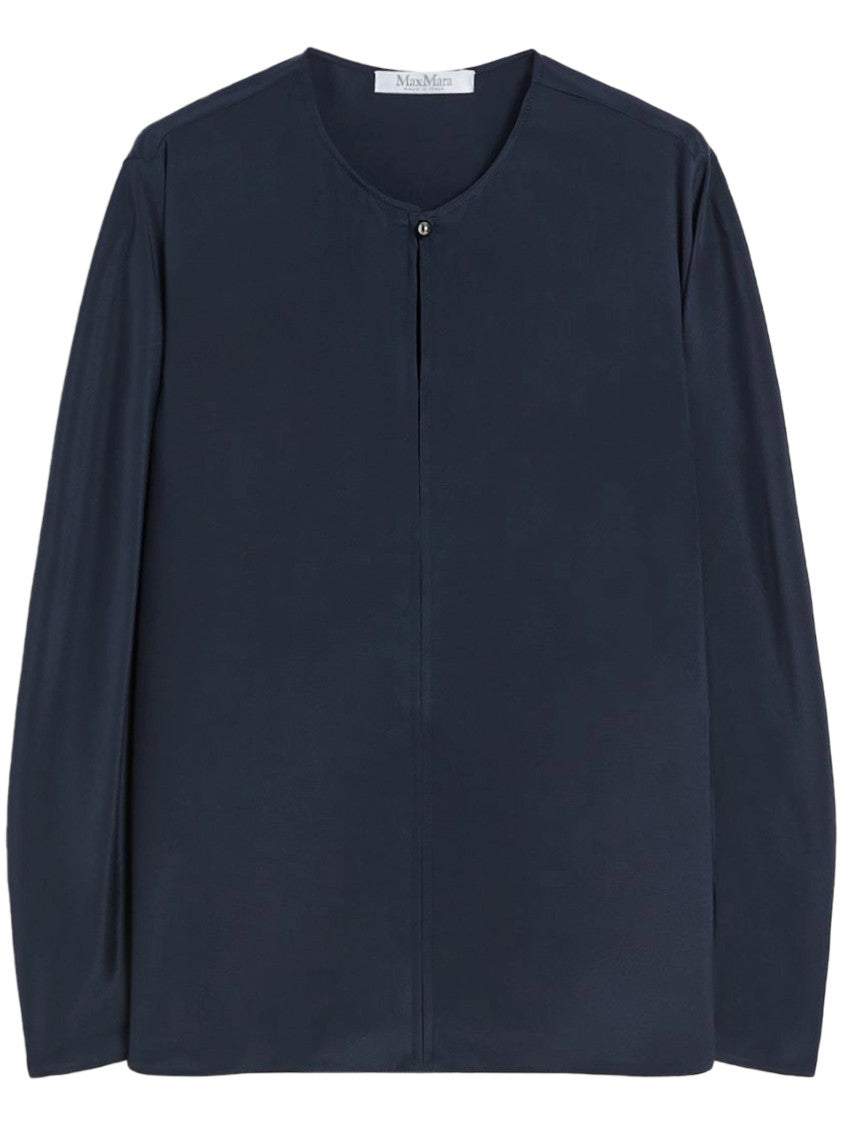 Max Mara Silk Blend Long-Sleeved Top With Button Closure