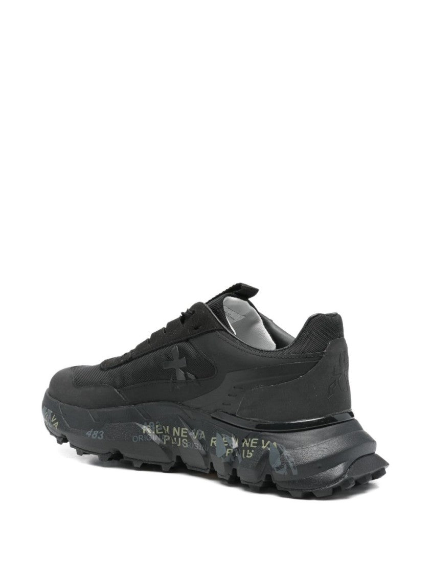 Premiata Low-Profile Black Sneakers With Textured Sole