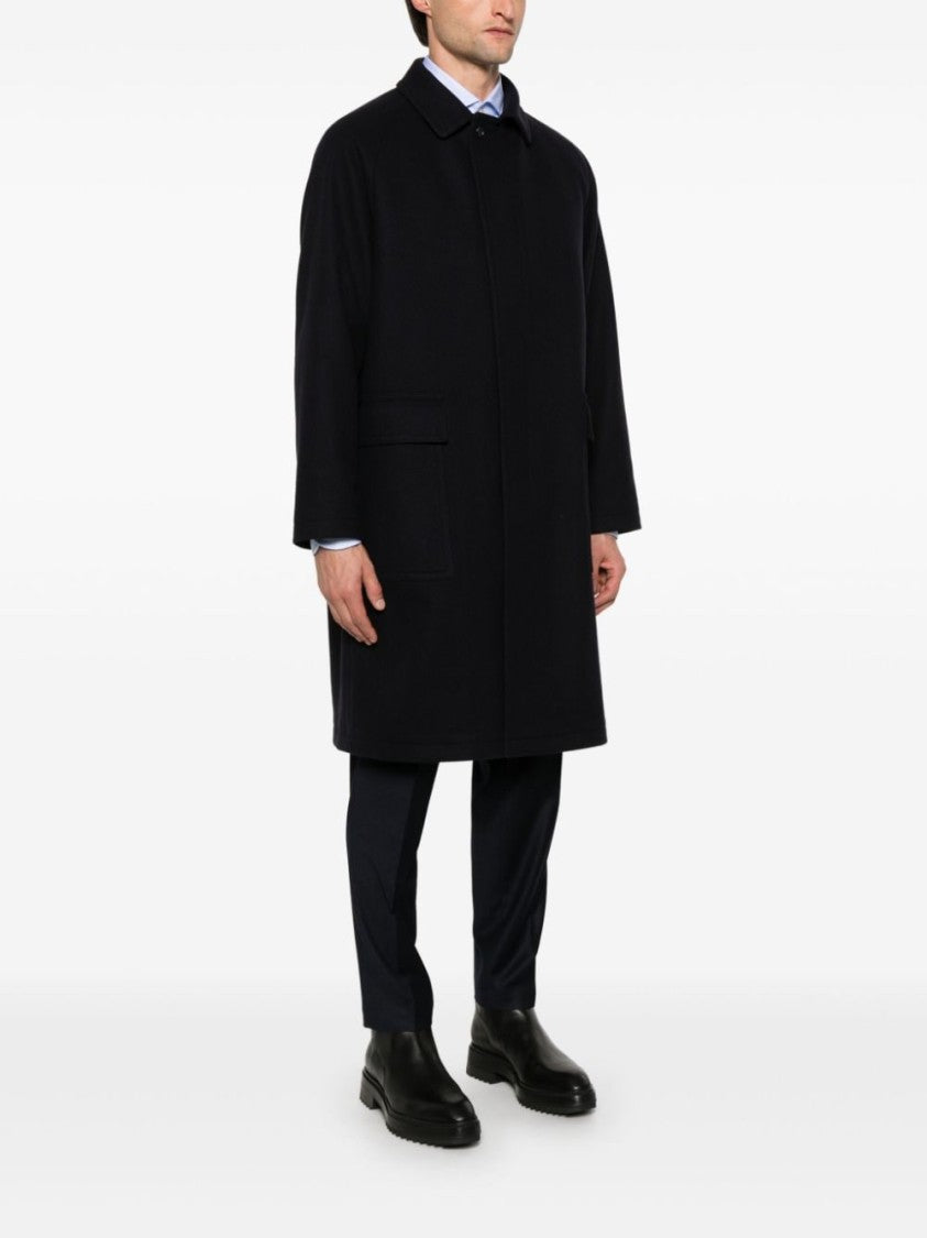Tagliatore Blue Wool Blend Coat