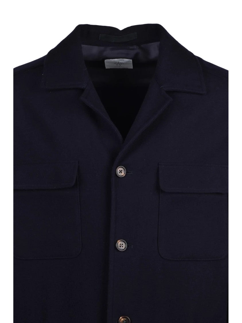 Eleventy Wool Blend Shirt Jacket With Minimalist Design And Flap Pockets