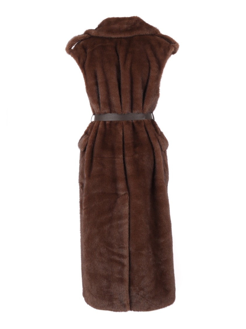 P.A.R.O.S.H. Plush Brown Faux Fur Vest