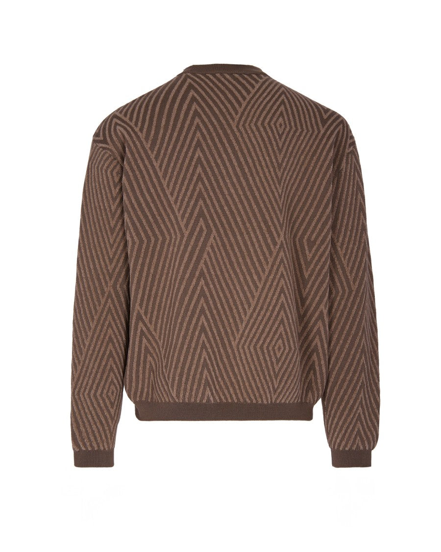 Emporio Armani Jacquard Knit Maxi Rombi Crew Neck Sweater