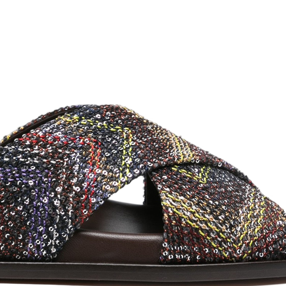 Missoni Multicolor Sequined Chevron Flat Sandals