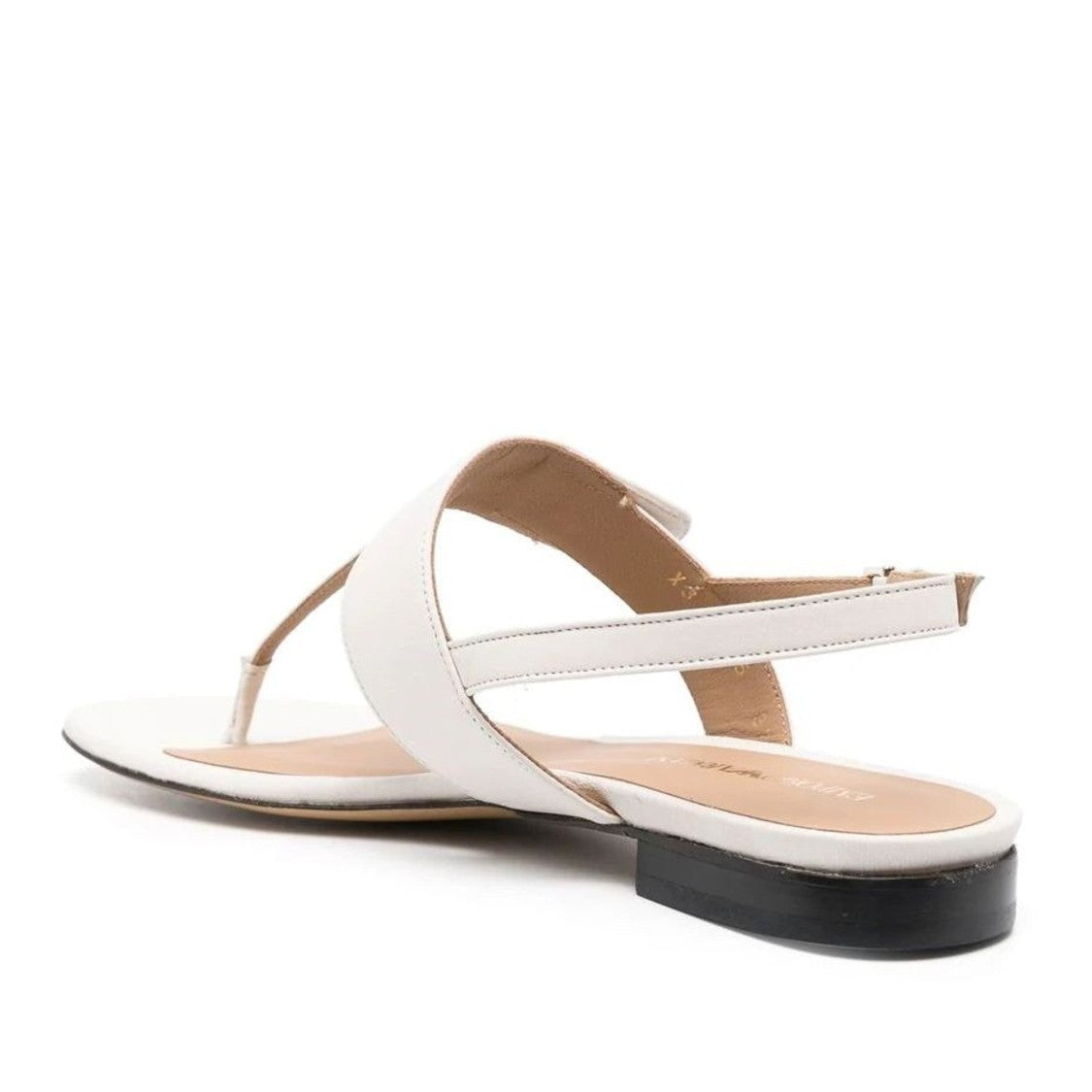 Emporio Armani Beige Embossed Initials Adjustable Strap Leather Sandals