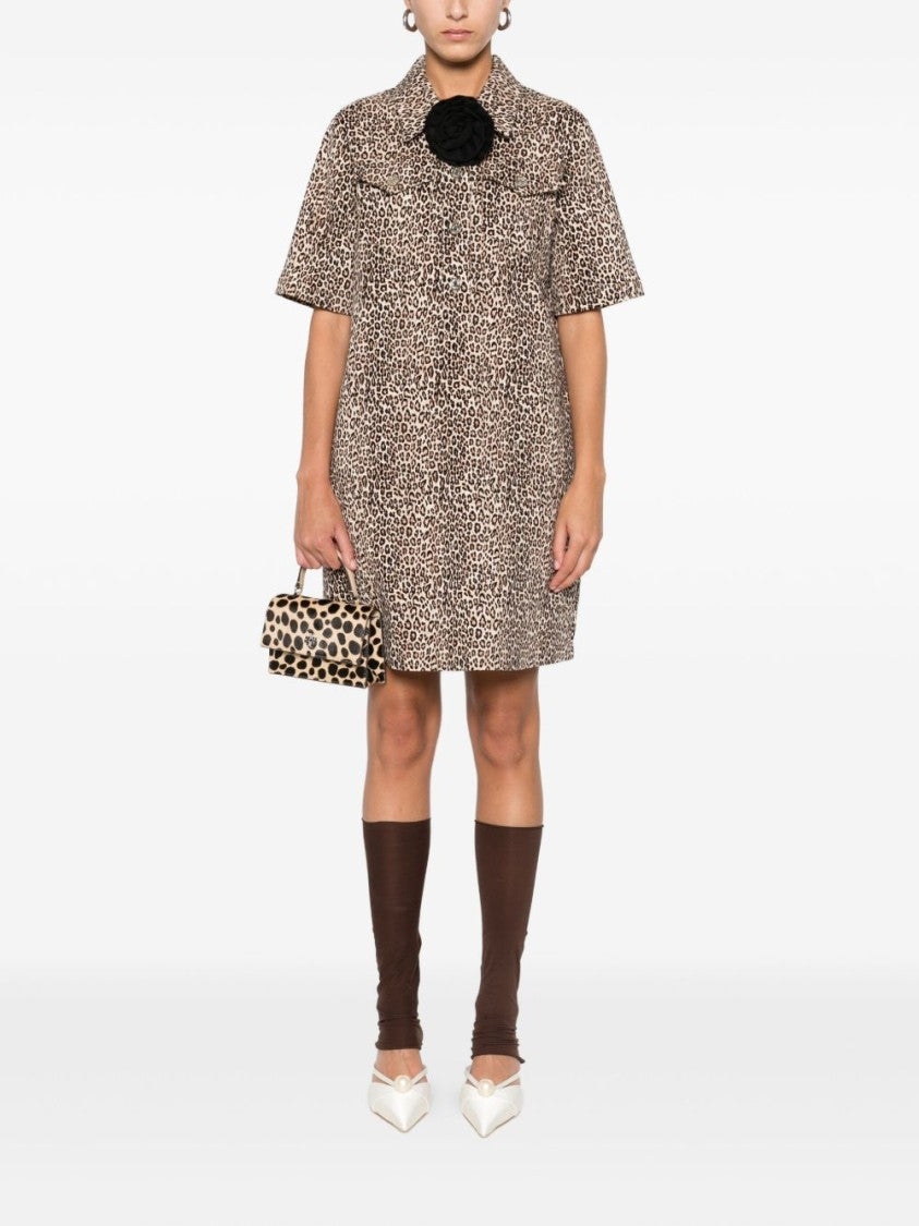 Liu Jo Beige Mini Dress With Leopard Print