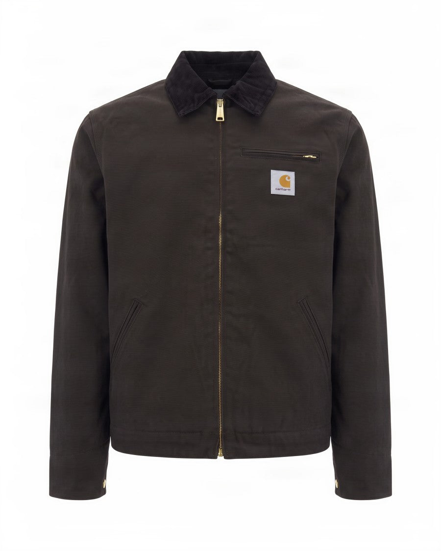 Carhartt Wip Brown Detroit Jacket With Corduroy Collar And Organic Cotton Canvas