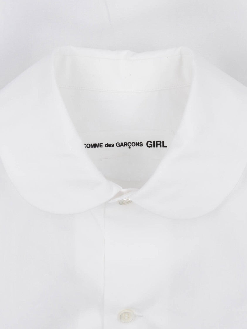 Comme Des Garçons White Peter Pan Collar Pleated Shirt