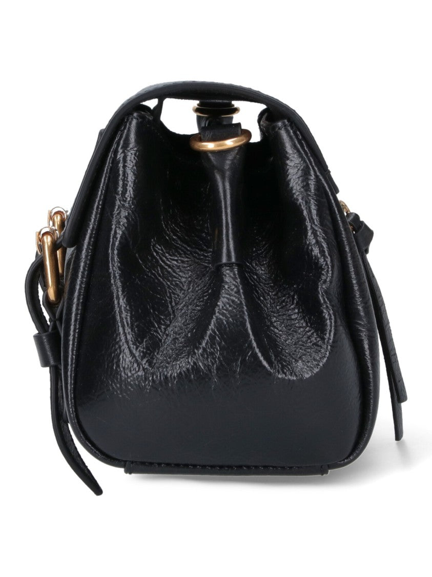 Dries Van Noten Rectangular Black Bag With Gathered Texture