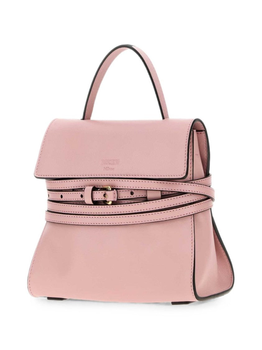 Moschino Smooth Belted Silk-Nylon Structured Handbag
