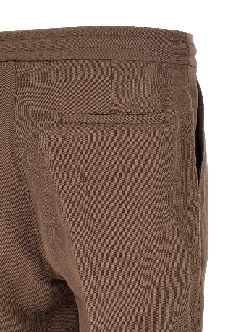 Brunello Cucinelli Brown Linen And Cotton Blend Trousers