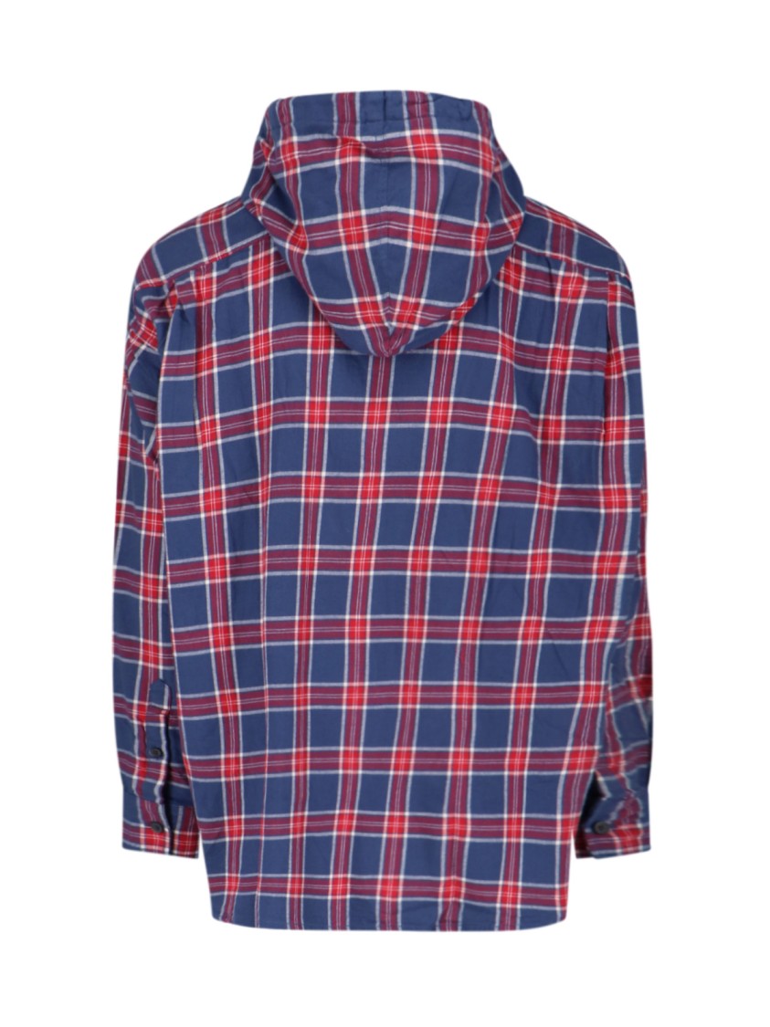 Diesel Hooded Plaid Shirt With Button-Down Front And Logo Detail
