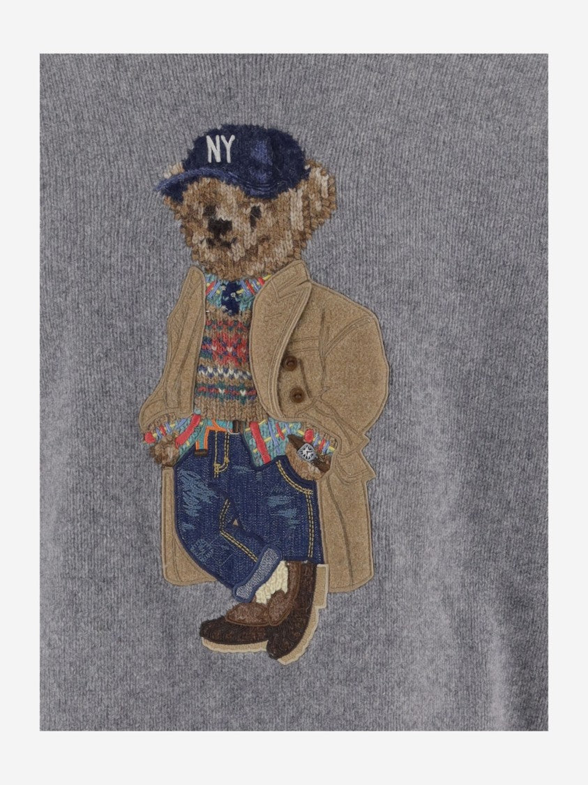 Polo Ralph Lauren Grey Polo Bear Wool-Cashmere Sweater