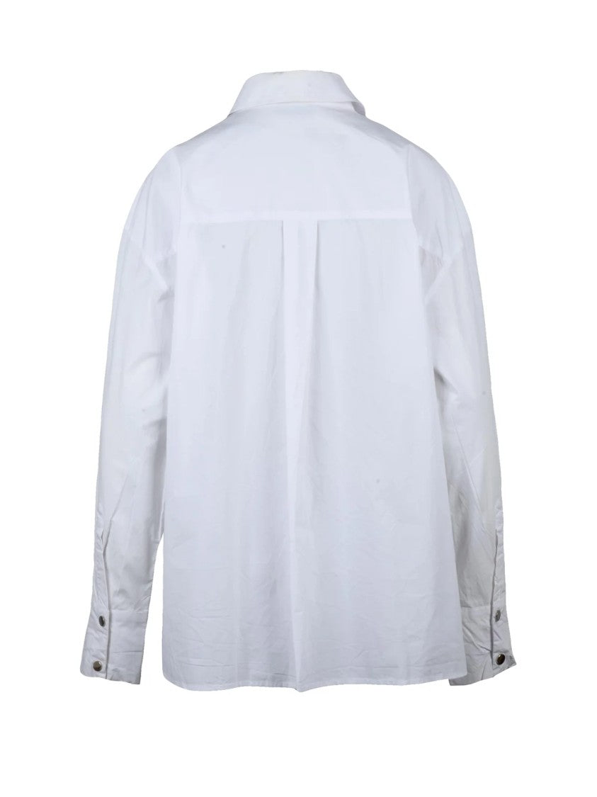 Weili Zheng White Snap Button Relaxed Fit Cotton Shirt