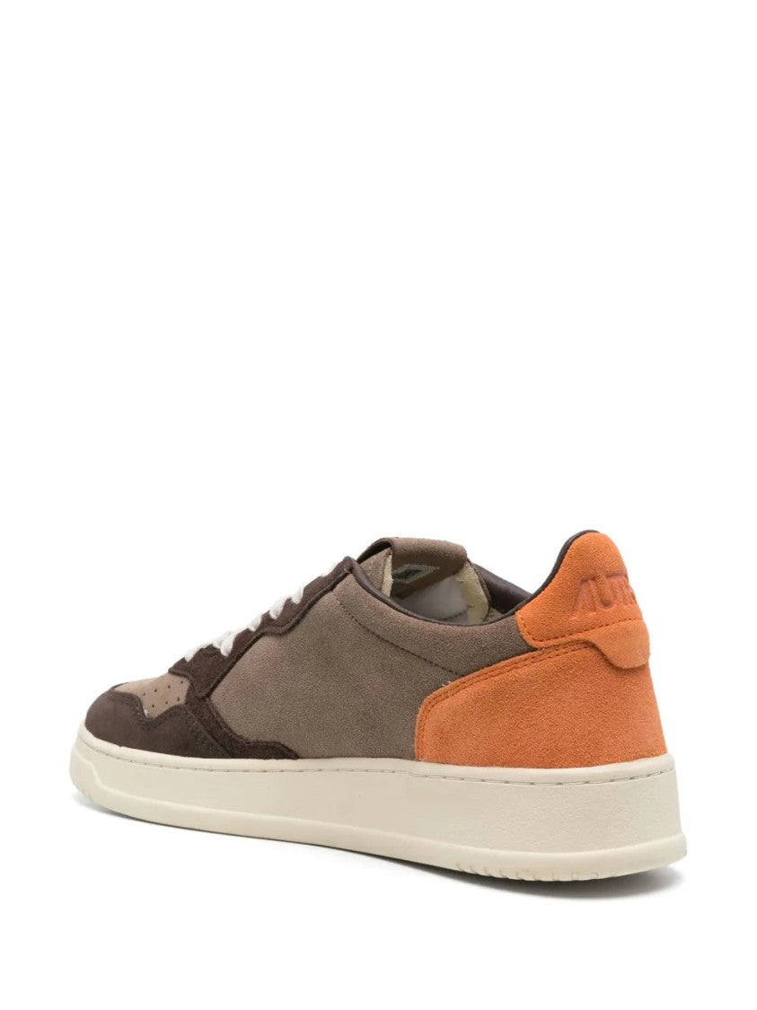 Autry Coffee Brown Low-Top Sneakers With Logo Patch
